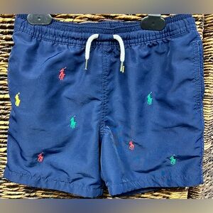 Polo by Ralph‎ Lauren Blue - Embroidered logo Swim Trunks- Youth Size: 6